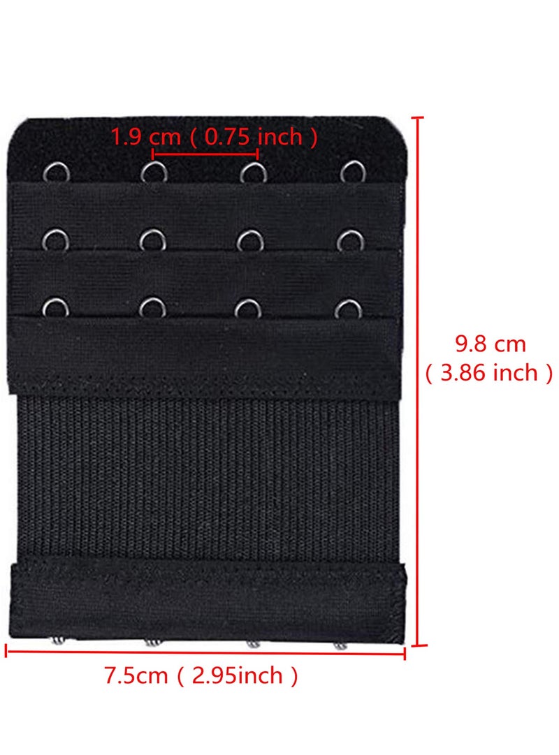 KTOBTEL Women Bra Extender 4 Hooks 3 Rows Elastic Bra Band Hook Strap Extensions 4 Pack (Multicoloured) - Image 2